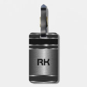 金属銀グレー幾何モダンデザイン ラゲッジタグ (裏面縦)