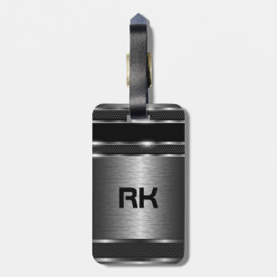 金属銀グレー幾何モダンデザイン ラゲッジタグ