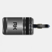 金属銀グレー幾何モダンデザイン ラゲッジタグ (裏面横)