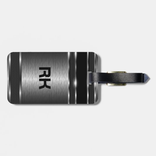 金属銀グレー幾何モダンデザイン ラゲッジタグ (裏面横)