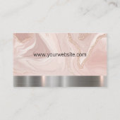 金属銀トリム | ピンク大理石金ゴールドフレーク 名刺 (裏面)
