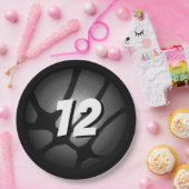 金属銀ブラックバスケットボールボール誕生日 ペーパープレート (パーティー)