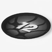 金属銀ブラックバスケットボールボール誕生日 ペーパープレート (アングル)