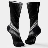 金属銀ブラック銀河系山形ライン ソックス (傾斜あり)