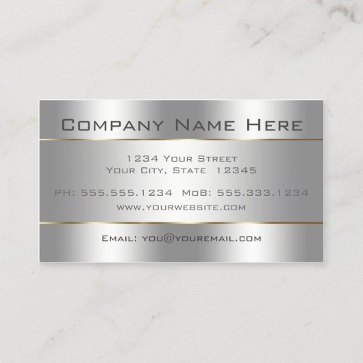 金属銀プロフェッショナルエレガント名刺 名刺 (裏面)