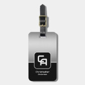 金属銀モノグラム ラゲッジタグ (正面縦)