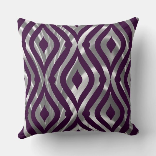 金属銀及び紫色の幾何学模様 クッション (裏面)