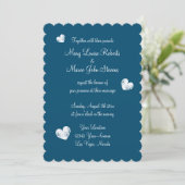 金属銀及び青色ホタテ結婚プ縁 招待状 (スタンド正面)