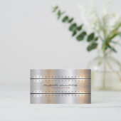 金属銀幾何学的男らしデザイン 名刺 (スタンド正面)