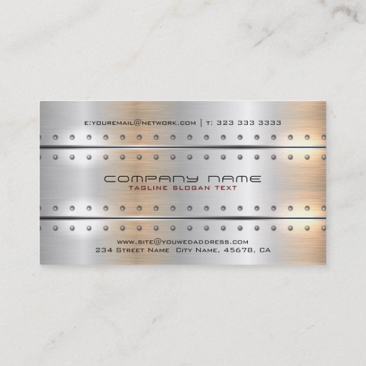 金属銀幾何学的男らしデザイン 名刺 (裏面)