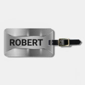金属銀幾何男らしデザイン ラゲッジタグ (正面横)