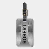 金属銀幾何男らしデザイン ラゲッジタグ (正面縦)