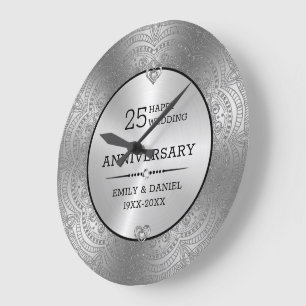 金属銀曼荼羅25周年記念テンプレート ラージ壁時計