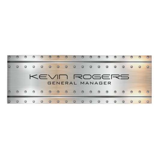 金属銀灰色の幾何学的デザイン 名札 (正面)