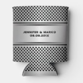 金属銀灰色の幾何学的デザイン 缶クーラー (正面)