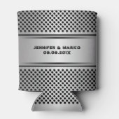 金属銀灰色の幾何学的デザイン 缶クーラー (裏面)