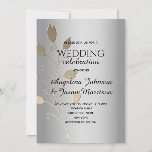 金属銀結婚銀 招待状 (正面)