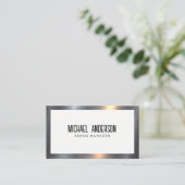 金属銀縁ど |白い背景 名刺 (スタンド正面)