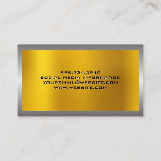 金属銀縁ど |金ゴールドの輝きの背景 名刺 (裏面)