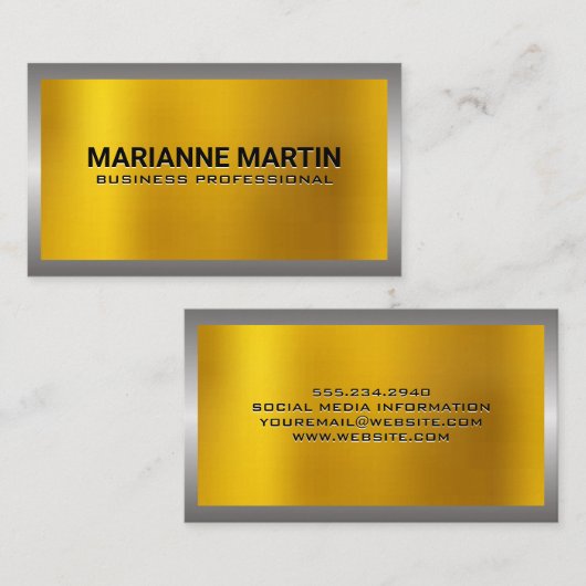 金属銀縁ど |金ゴールドの輝きの背景 名刺 (正面/裏面)