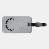 金属銀製の木びき台のシカの(雄ジカの)枝角のモノグラム旅行 ラゲッジタグ (裏面横)