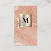 金属銀金ゴールドバナーモノグラム |大理石 名刺 (正面)