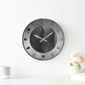 金属銀黒黒黒コンテンポラリー鉛 ラージ壁時計 (ホーム)