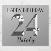 金属銀24歳の誕生日 スパークリングワインラベル (シングルラベル)
