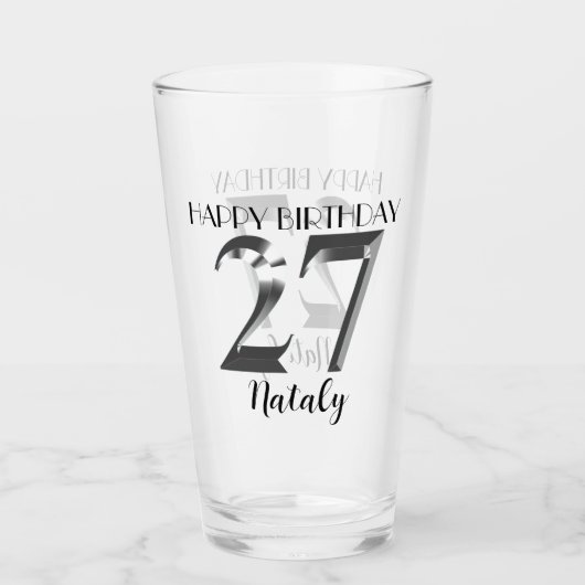 金属銀27歳の誕生日 タンブラーグラス (正面)