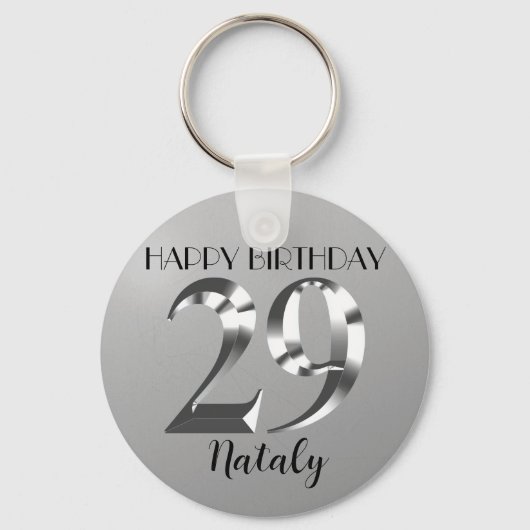 金属銀29歳の誕生日 キーホルダー (正面)