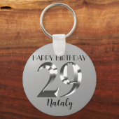 金属銀29歳の誕生日 キーホルダー (正面)