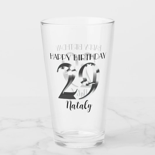金属銀29歳の誕生日 タンブラーグラス (正面)