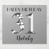 金属銀31歳の誕生日 スパークリングワインラベル (シングルラベル)