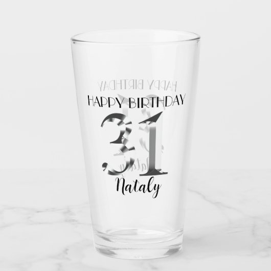 金属銀31歳の誕生日 タンブラーグラス (正面)