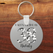 金属銀38歳の誕生日 キーホルダー (正面)