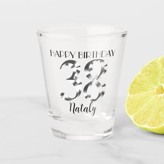 金属銀38thバースデーショットグラス ショットグラス (正面)