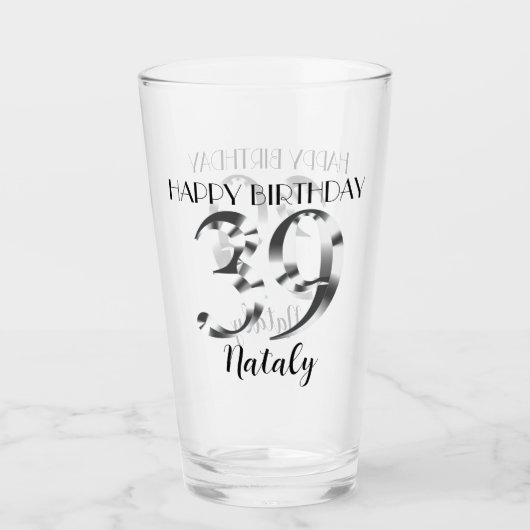 金属銀39歳の誕生日 タンブラーグラス (正面)