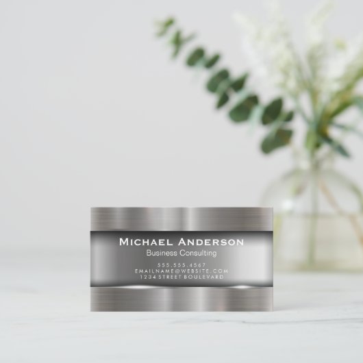 金属銀 名刺 (スタンド正面)