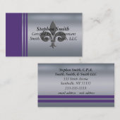 金属銀、灰色、紫パーソナライズされた色 名刺 (正面/裏面)