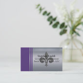 金属銀、灰色、紫パーソナライズされた色 名刺 (スタンド正面)