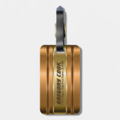 金属銅フェイク金ゴールドパタストライプーン ラゲッジタグ (裏面縦)