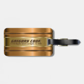 金属銅フェイク金ゴールドパタストライプーン ラゲッジタグ (裏面横)