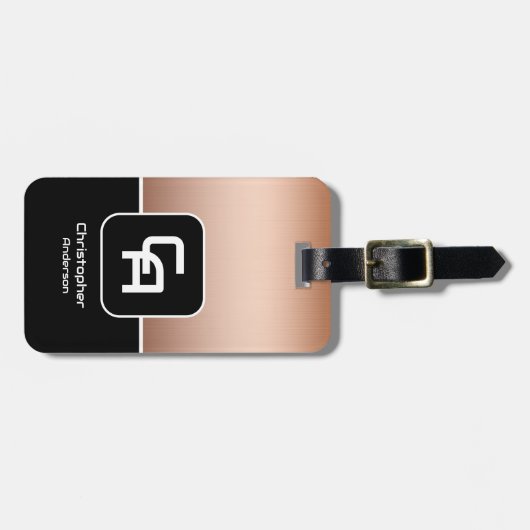 金属銅モノグラム ラゲッジタグ (正面横)