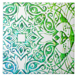 金属銅ルックキャットアートマンダラクールセラミック タイル