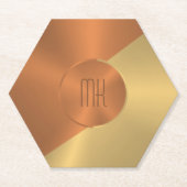 金属銅及び金ゴールドテクスチャ幾何学的デザイン ペーパーコースター (正面)