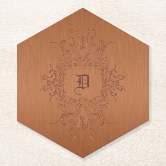 金属銅褐色ブラシ仕上げアルミニウムルックマウス ペーパーコースター (正面)