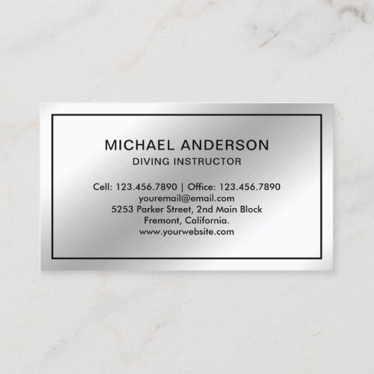 金属鋼銀スキューバダイビングインストラクター 名刺 (裏面)