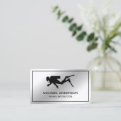 金属鋼銀スキューバダイビングインストラクター 名刺 (スタンド正面)