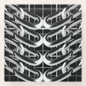 金属鎖パターン ガラスコースター (正面)