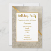 金属青銅金ゴールドエンボス外観誕生日 招待状 (正面)